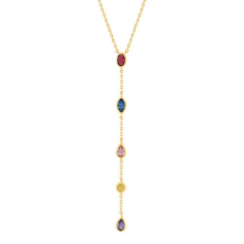 Necklace gold-plated multicolored synthetic stones 45cm