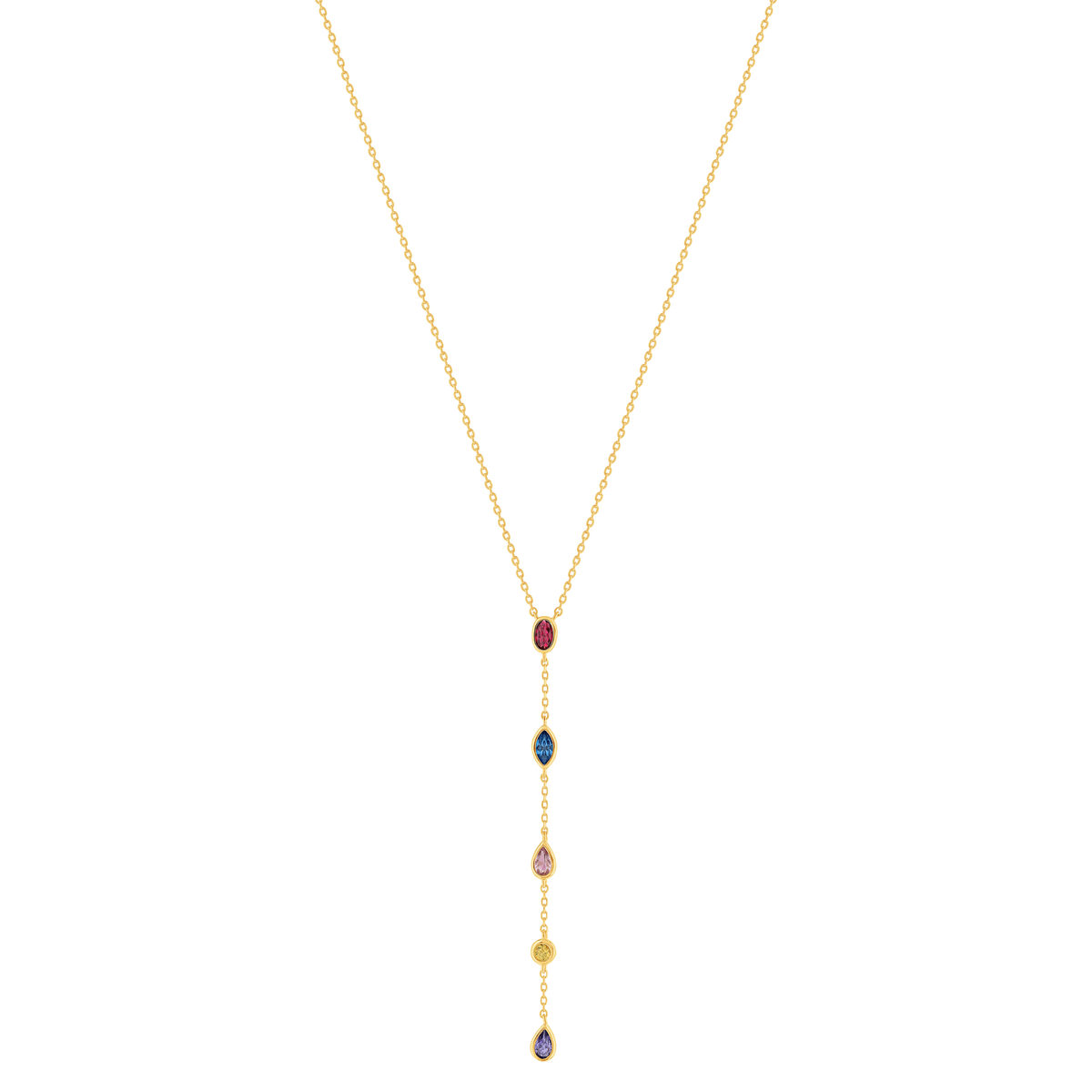 Collier plaqué or pierres synthétiques multicolores 45cm - vue 2