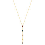 Collier plaqué or pierres synthétiques multicolores 45cm - vue 2