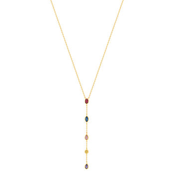 Vergulde ketting veelkleurige synthetische stenen 45cm