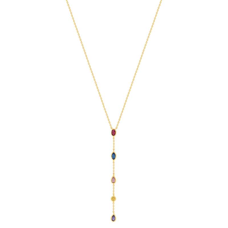 Collier plaqué or pierres synthétiques multicolores 45cm - vue 2