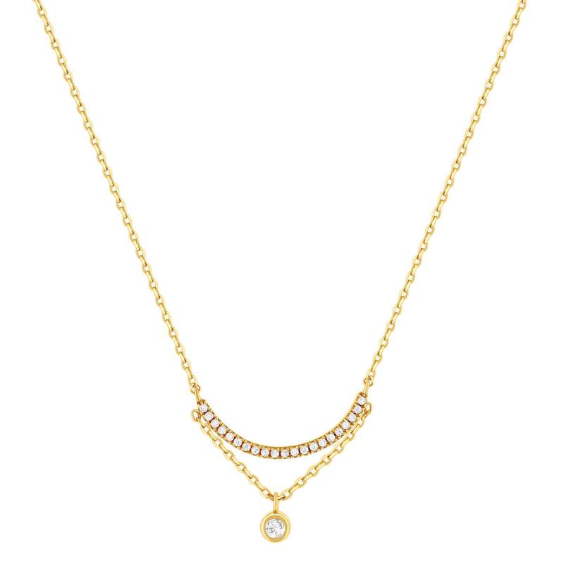 Collier plaqué or zirconias 45 cm - vue 1