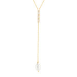Collier plaqué or zirconias et perle blanche 45 cm - vue 1