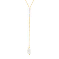 Collier plaqué or zirconias et perle blanche 45 cm