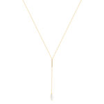 Collier plaqué or zirconias et perle blanche 45 cm - vue 2