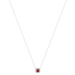 Collier argent 925 pierre synthétique rouge et zirconias 45 cm - vue 2