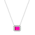 Collier argent 925 pierre synthétique rose et zirconias 45cm - vue 1