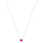 Collier argent 925 pierre synthétique rose et zirconias 45cm - vue 2