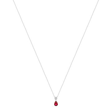 925 silver necklace with red synthetic stone and zirconias 45cm