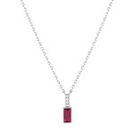 Collier argent 925 pierre synthétique rouge et zirconias 45cm - vue 1