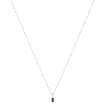 Collier argent 925 pierre synthétique rouge et zirconias 45cm