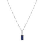 Collier argent 925 pierre synthétique bleue et zirconias 45cm - vue 1