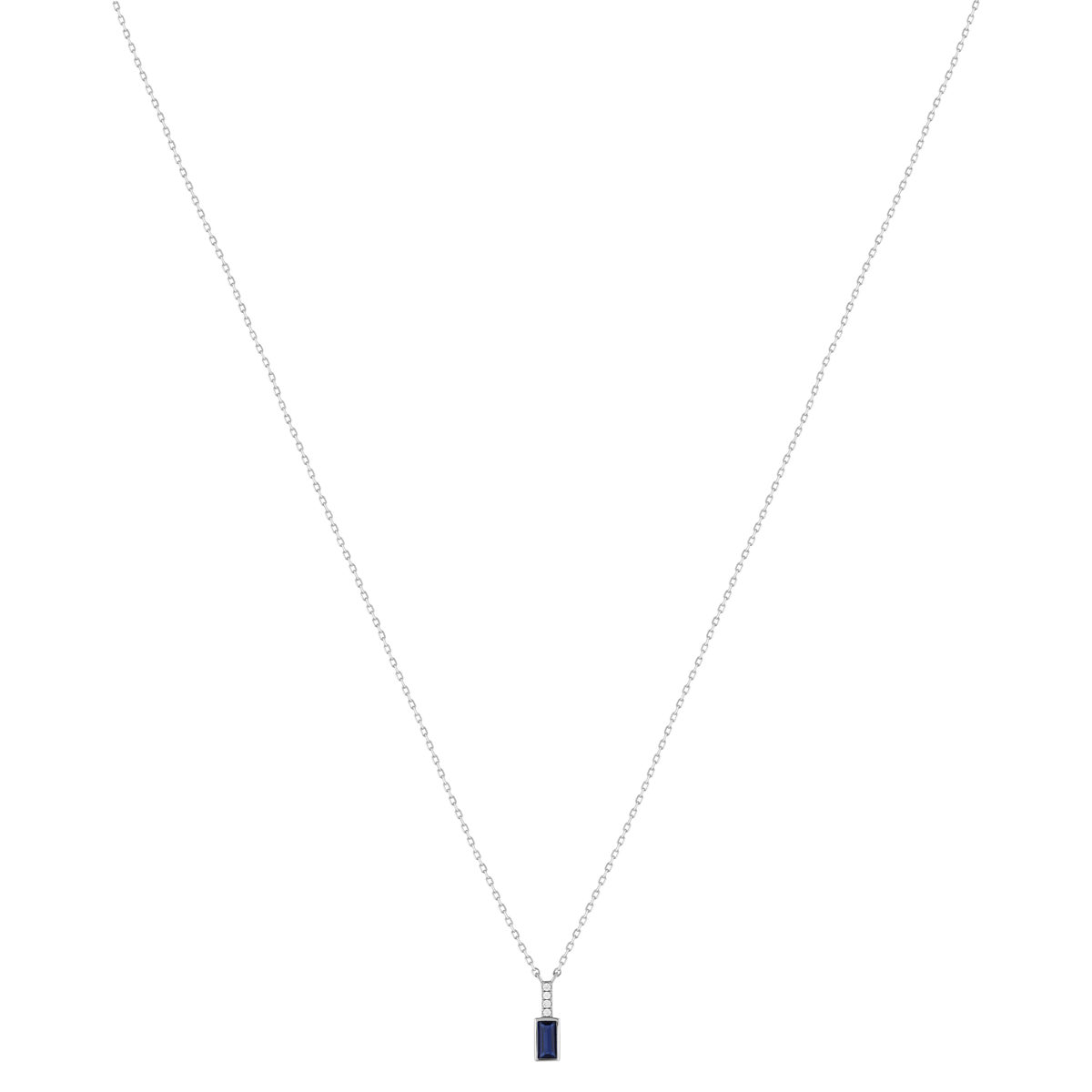 Collier argent 925 pierre synthétique bleue et zirconias 45cm - vue 2