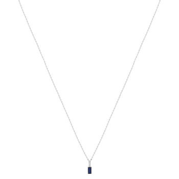 Collier argent 925 pierre synthétique bleue et zirconias 45cm