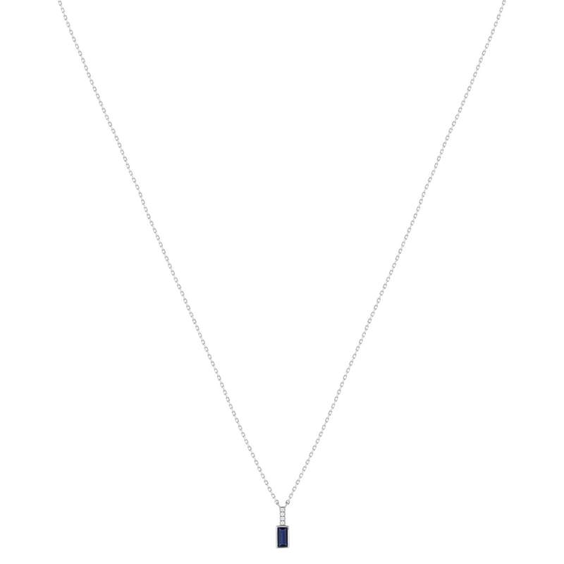 Collier argent 925 pierre synthétique bleue et zirconias 45cm - vue 2