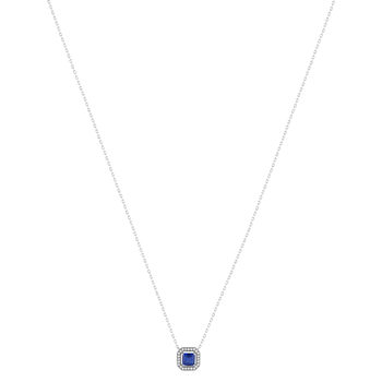 Collier argent 925 pierre synthétique bleue et zirconias 45cm
