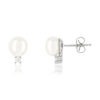 Boucles d'oreilles argent 925 2 perles de culture et zirconias - vue V1