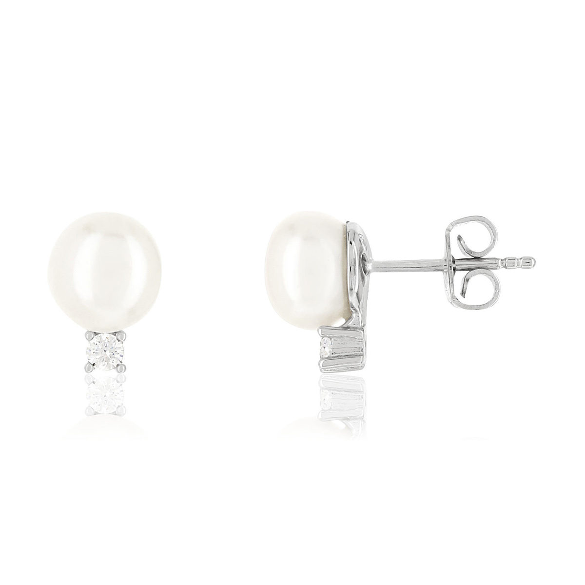 Boucles d'oreilles argent 925 2 perles de culture et zirconias