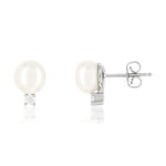 Boucles d'oreilles argent 925 2 perles de culture et zirconias - vue 1