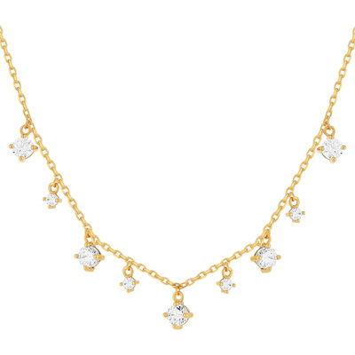 Collier plaqué or zirconias 45 cm