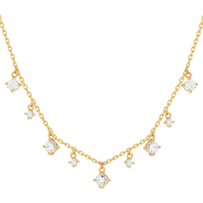 Collier plaqué or zirconias 45 cm - vue 1
