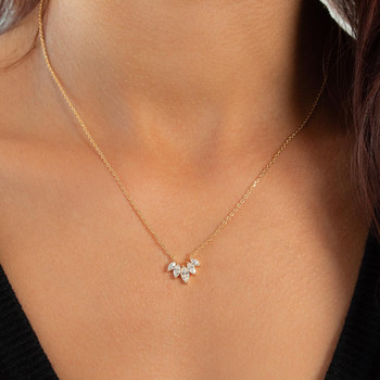 Collier plaqué or zirconias 45 cm