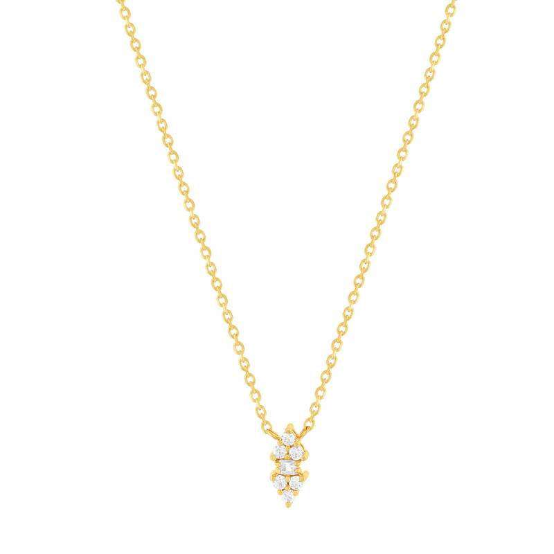 Collier plaqué or zirconias 45 cm - vue 1