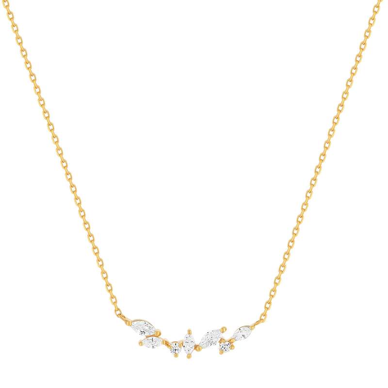 Collier plaqué or zirconias 45 cm - vue 1
