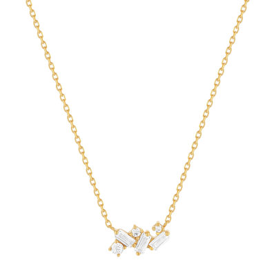 Collier plaqué or zirconias 45 cm