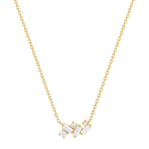 Collier plaqué or zirconias 45 cm