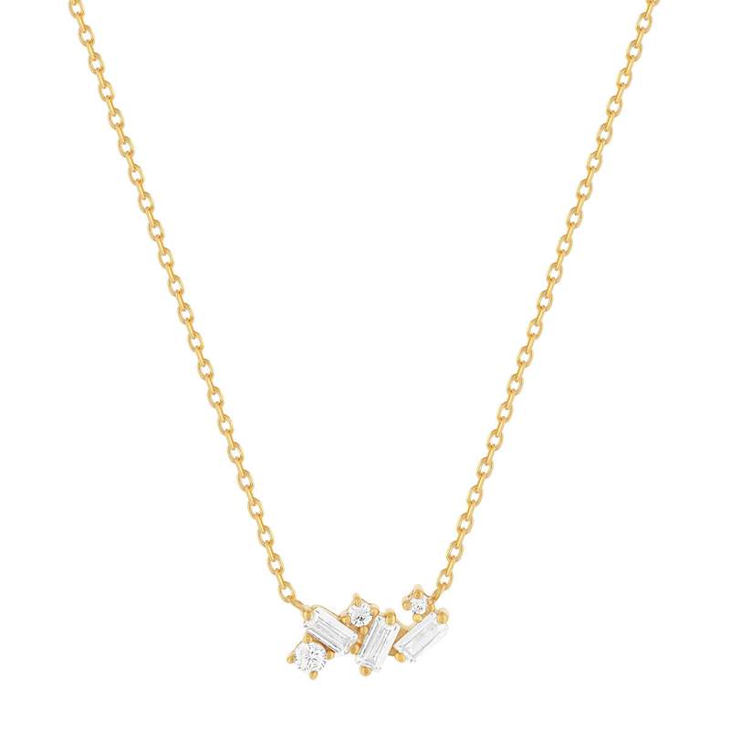 Collier plaqué or zirconias 45 cm - vue 1
