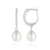 Boucles d'oreilles argent 925 2 perles de culture et zirconias - vue V1