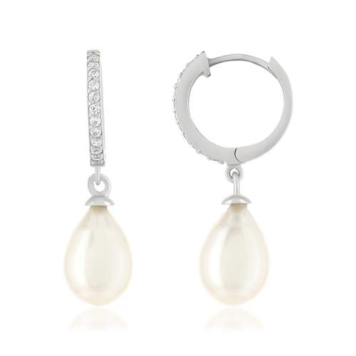 Boucles d'oreilles argent 925 2 perles de culture et zirconias