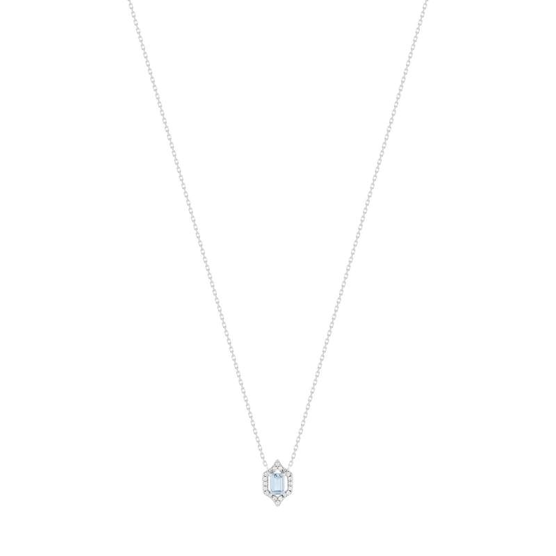 Collier argent 925 pierre synthétique bleue et zirconias 45 cm - vue 2