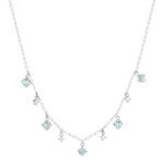 Collier argent 925 pierres synthétiques bleues et zirconias 45 cm - vue 1