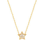 Collier plaqué or étoile et zirconias 45 cm - vue 1