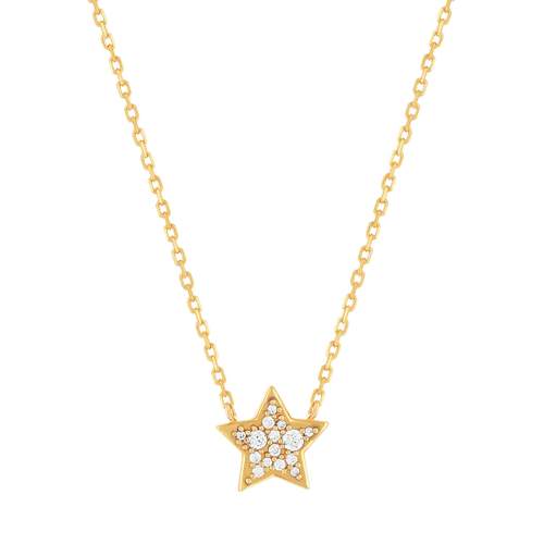 Collier plaqué or étoile et zirconias 45 cm