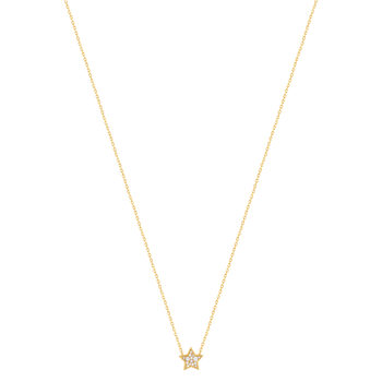 Collier plaqué or étoile et zirconias 45 cm