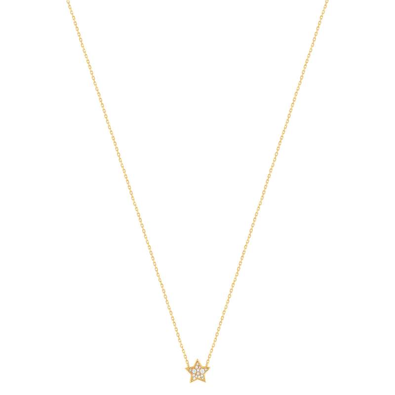 Collier plaqué or étoile et zirconias 45 cm - vue 2