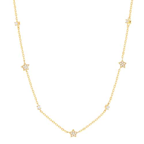 Collier plaqué or étoiles et zirconias 45 cm