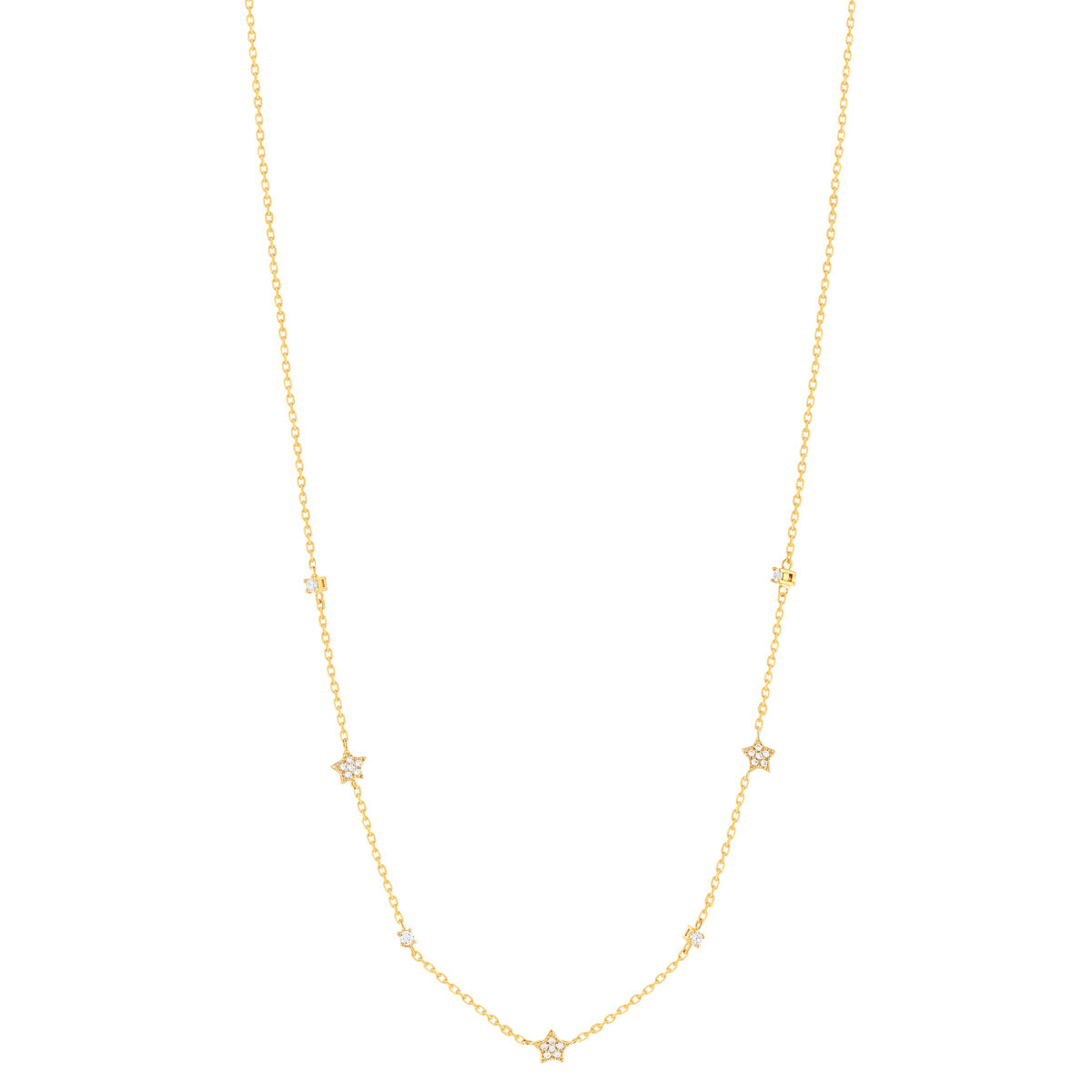 Collier plaqué or étoiles et zirconias 45 cm - vue 2