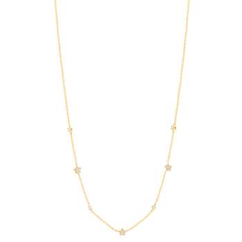 Vergulde ketting met sterren en zirkonia's 45 cm