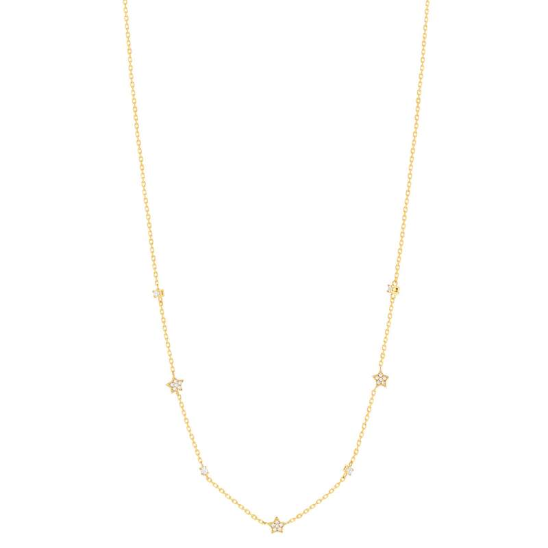 Collier plaqué or étoiles et zirconias 45 cm - vue 2