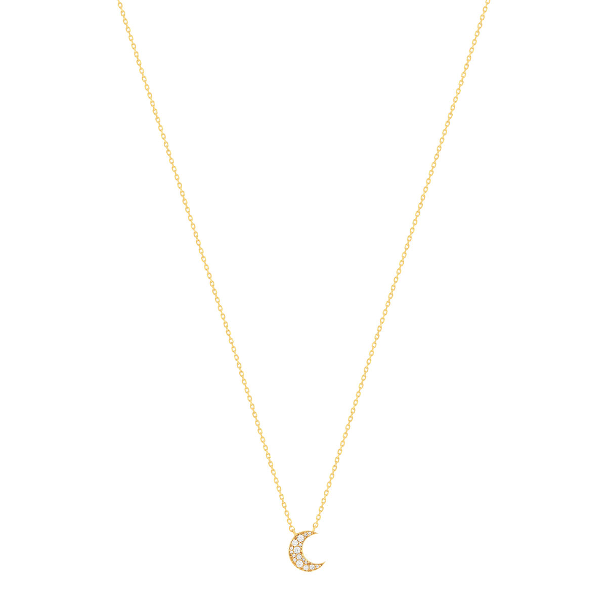 Collier plaqué or lune et zirconias 45 cm - vue 2