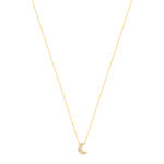 Collier plaqué or lune et zirconias 45 cm - vue 2