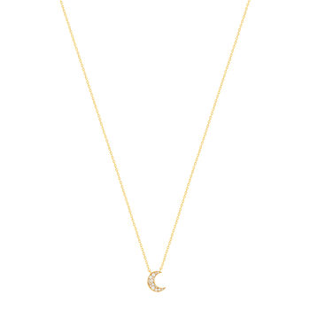 Collier plaqué or lune et zirconias 45 cm