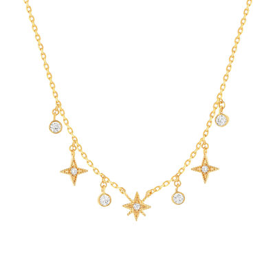 Collier plaqué or zirconias 45 cm - vue 1