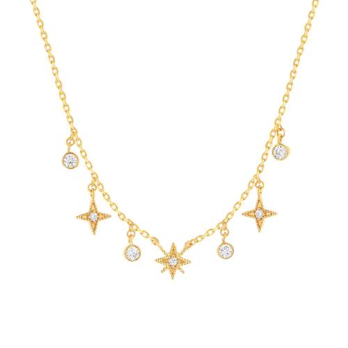 Collier plaqué or zirconias 45 cm