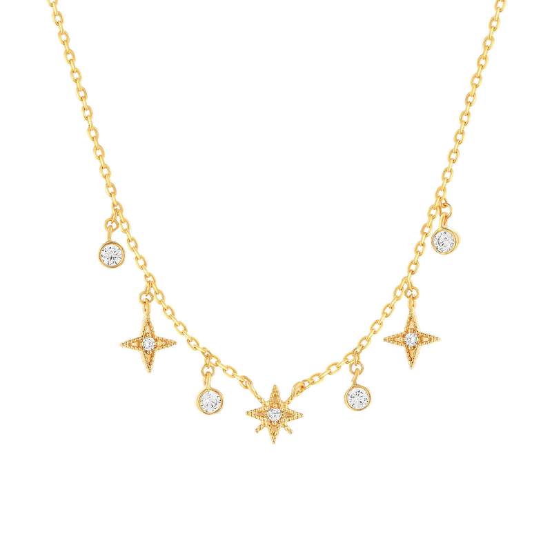 Collier plaqué or zirconias 45 cm - vue 1