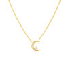 Collier plaqué or lune et zirconias 45 cm - vue V1